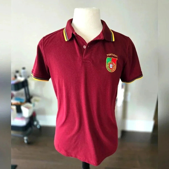Extra Large Portugal Logo Maroon Polo Shirt - Picture 1 of 8